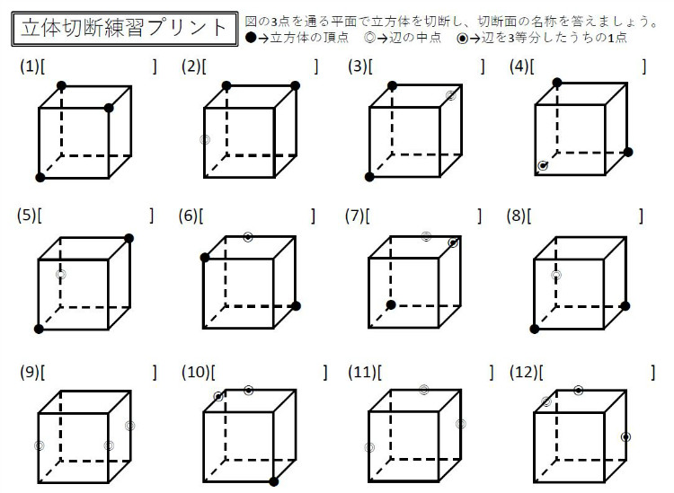 中学生・立方体の切断・練習